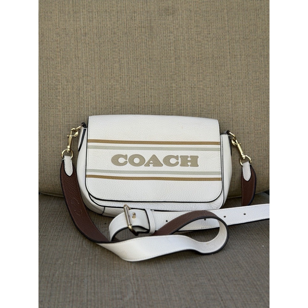 Coach Cream And Tan Small Crossbody Bag Womens